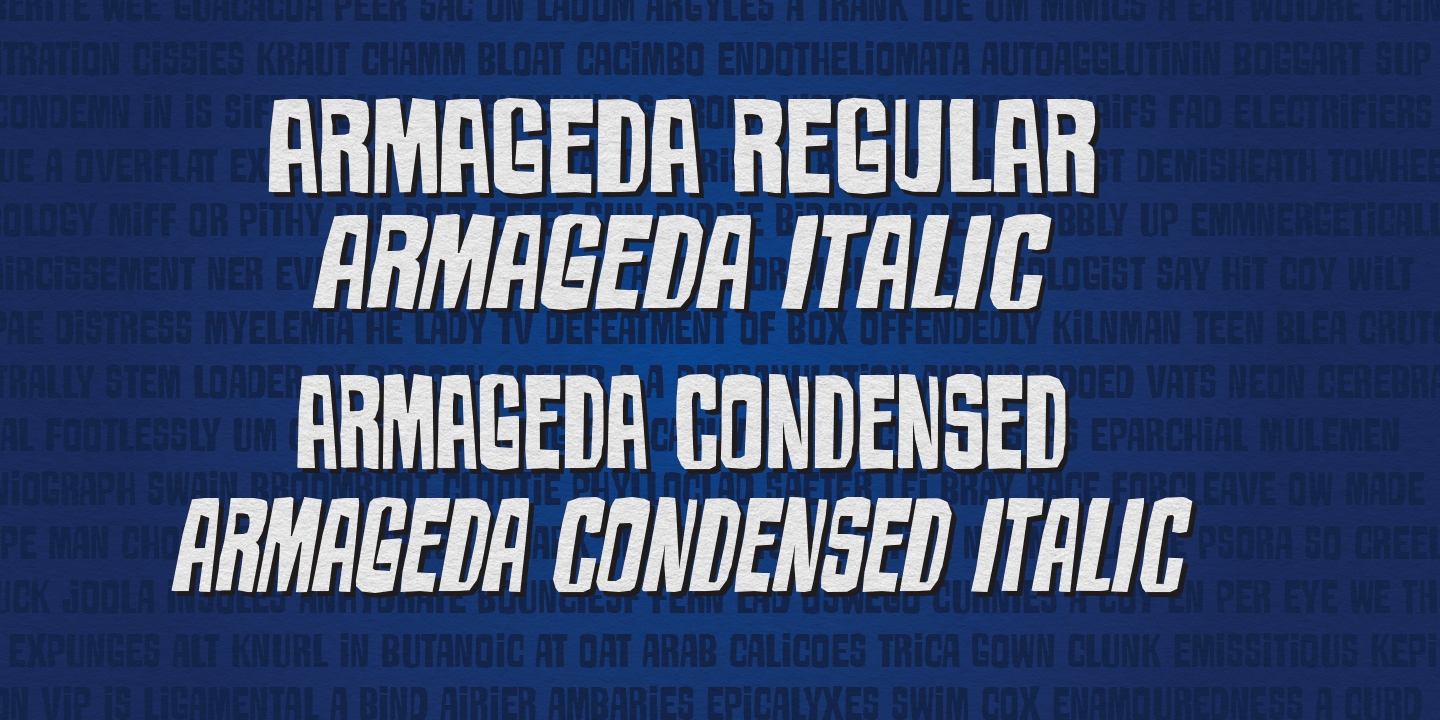 Beispiel einer Armageda Condensed-Schriftart